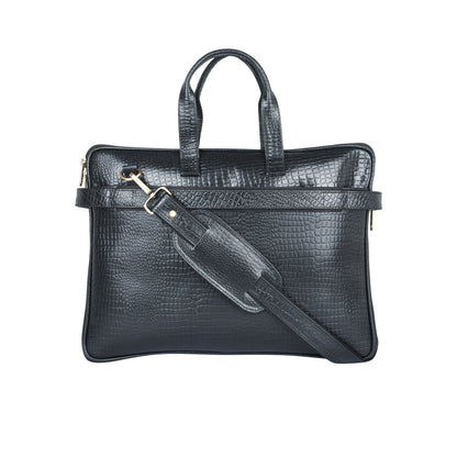 Genuine Leather Laptop/Office Bag for Men – Black Textured – Leather Laptop Bag – additional product photo | Leather Villa