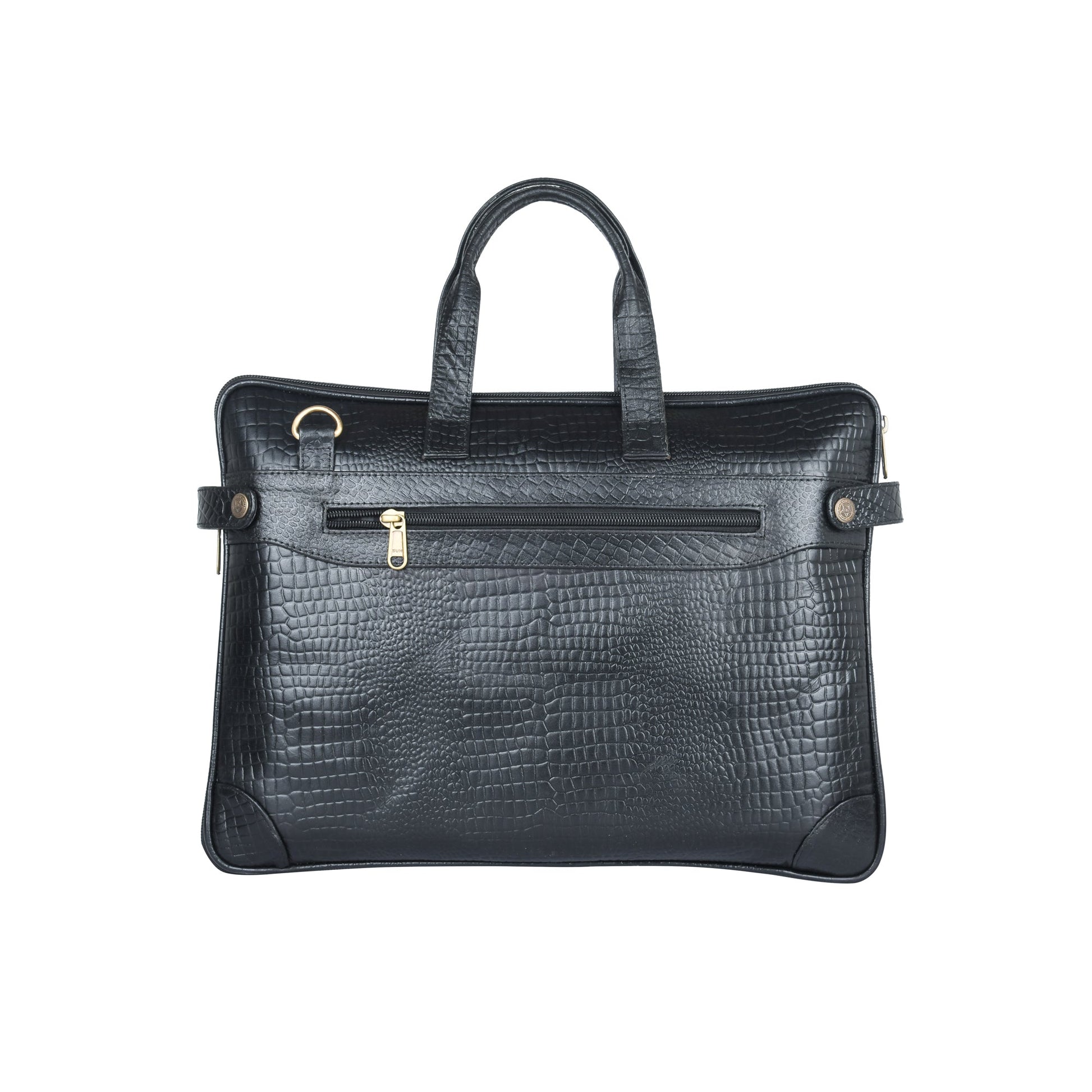 Genuine Leather Laptop/Office Bag for Men – Black Textured – Leather Laptop Bag – additional product photo | Leather Villa