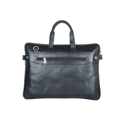 Genuine Leather Laptop/Office Bag for Men – Black Textured – Leather Laptop Bag – additional product photo | Leather Villa