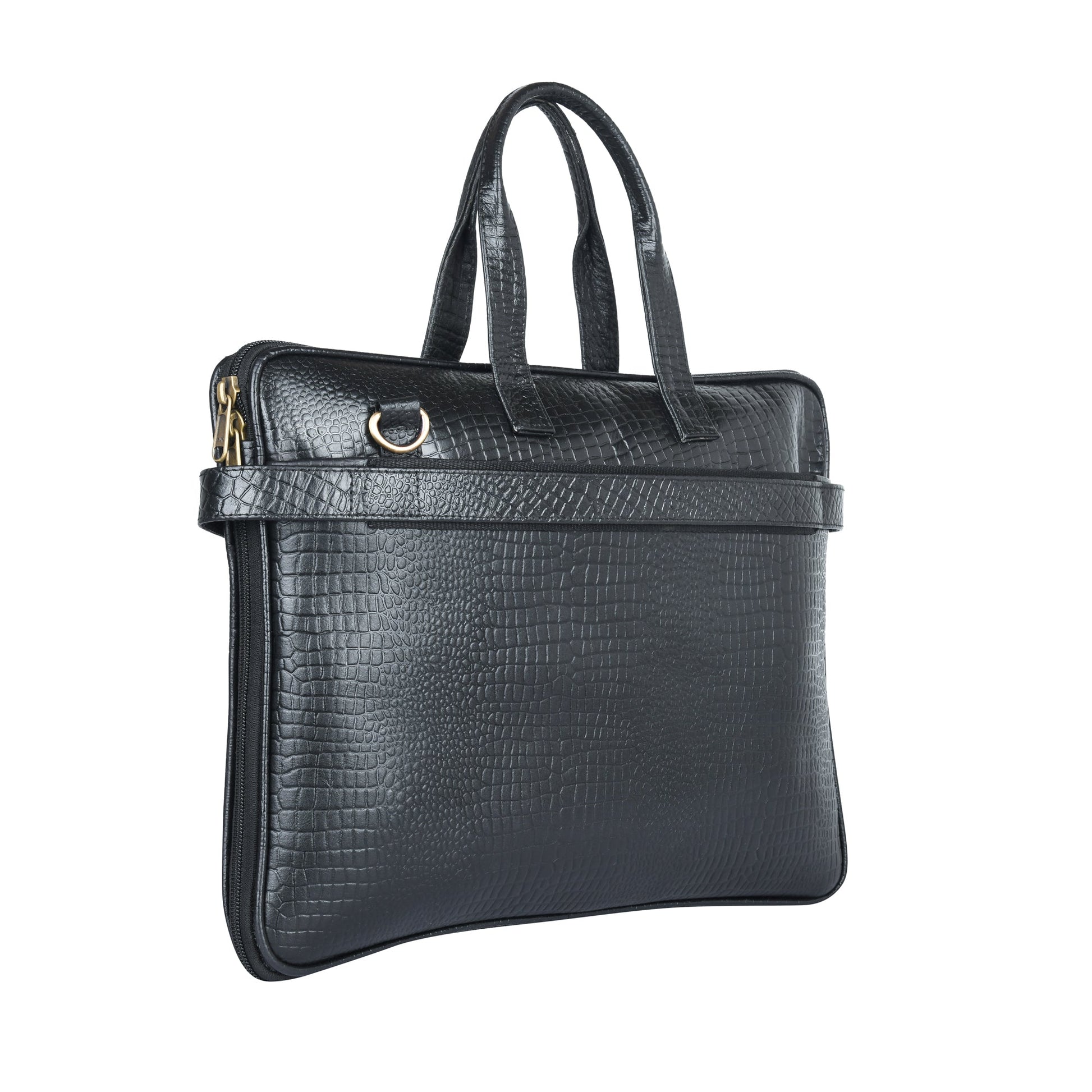 Genuine Leather Laptop/Office Bag for Men – Black Textured – Leather Laptop Bag – additional product photo | Leather Villa