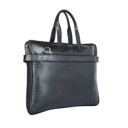 Genuine Leather Laptop/Office Bag for Men – Black Textured – Leather Laptop Bag – additional product photo | Leather Villa