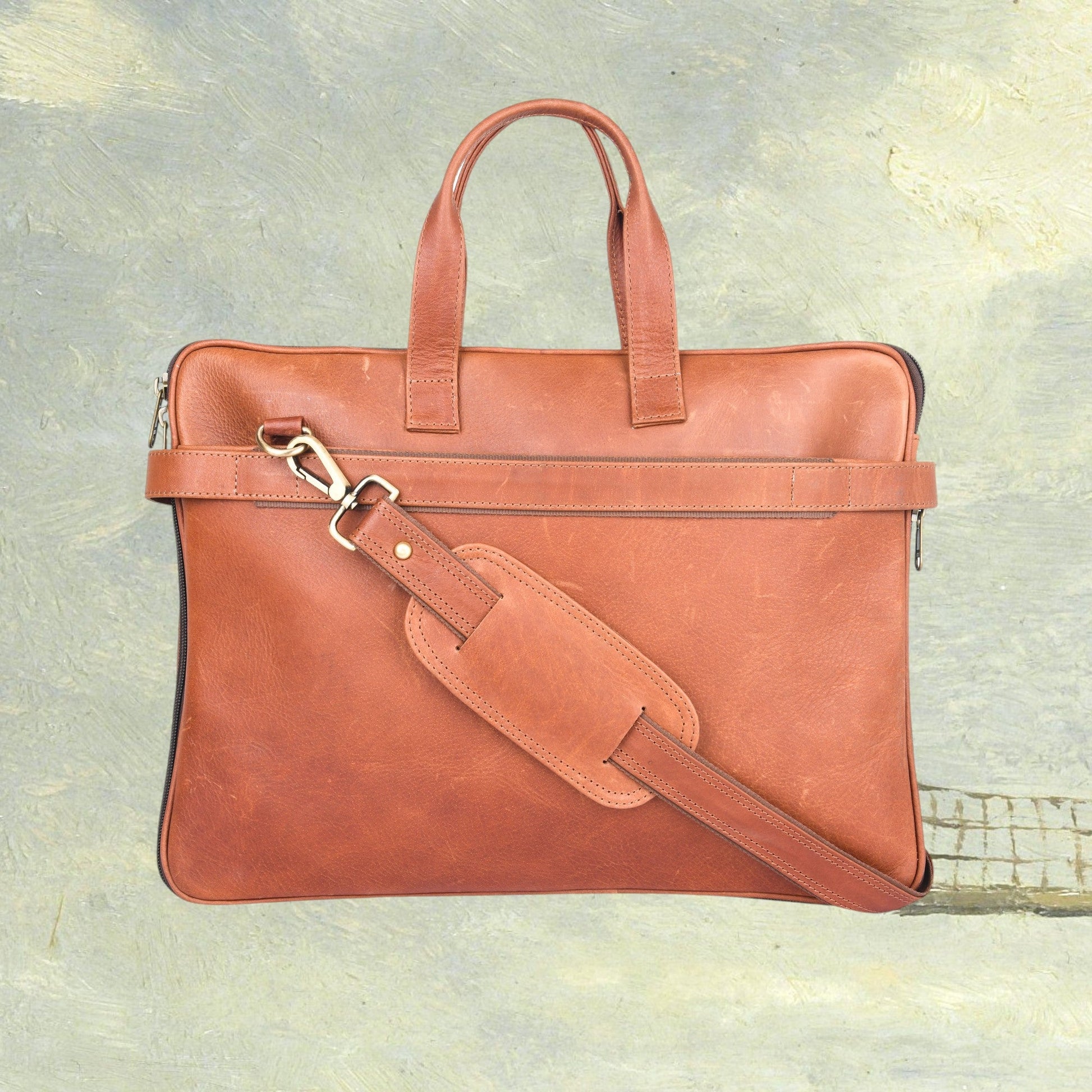 Genuine Leather Laptop/Office Bag for Men – Camel – Leather Laptop Bag – additional product photo | Leather Villa