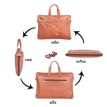 Genuine Leather Laptop/Office Bag for Men – Camel – Leather Laptop Bag – additional product photo | Leather Villa