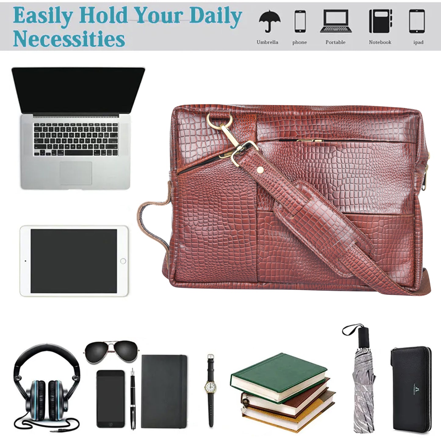 ARDAN Genuine Leather Laptop/Office Bag for Men LV04A | Fits Upto 14 inches Laptop/MacBook