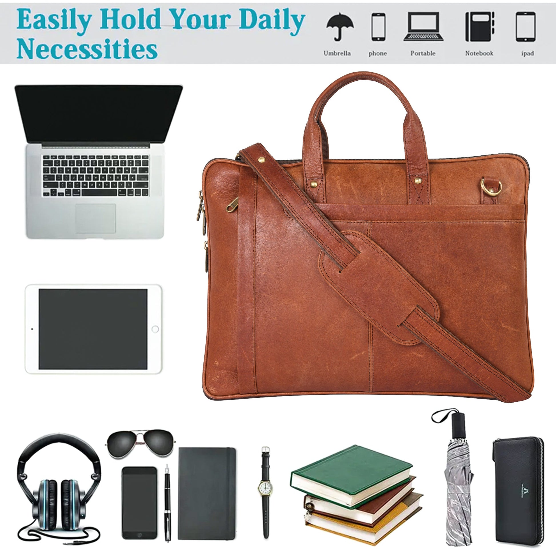 Genuine Leather Laptop/Office Bag for Men – Brown – Leather Laptop Bag – additional product photo | Leather Villa