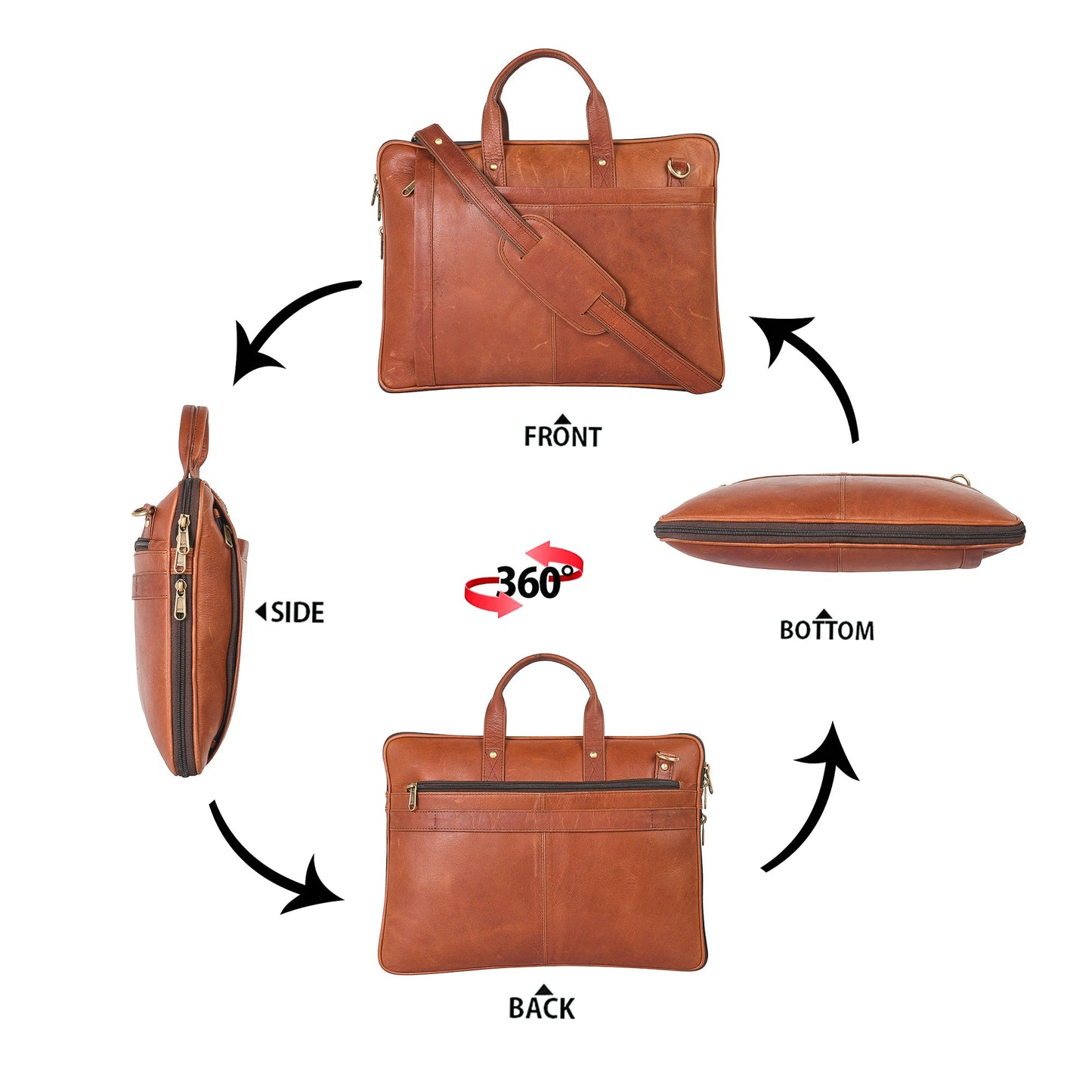 Genuine Leather Laptop/Office Bag for Men – Brown – Leather Laptop Bag – additional product photo | Leather Villa