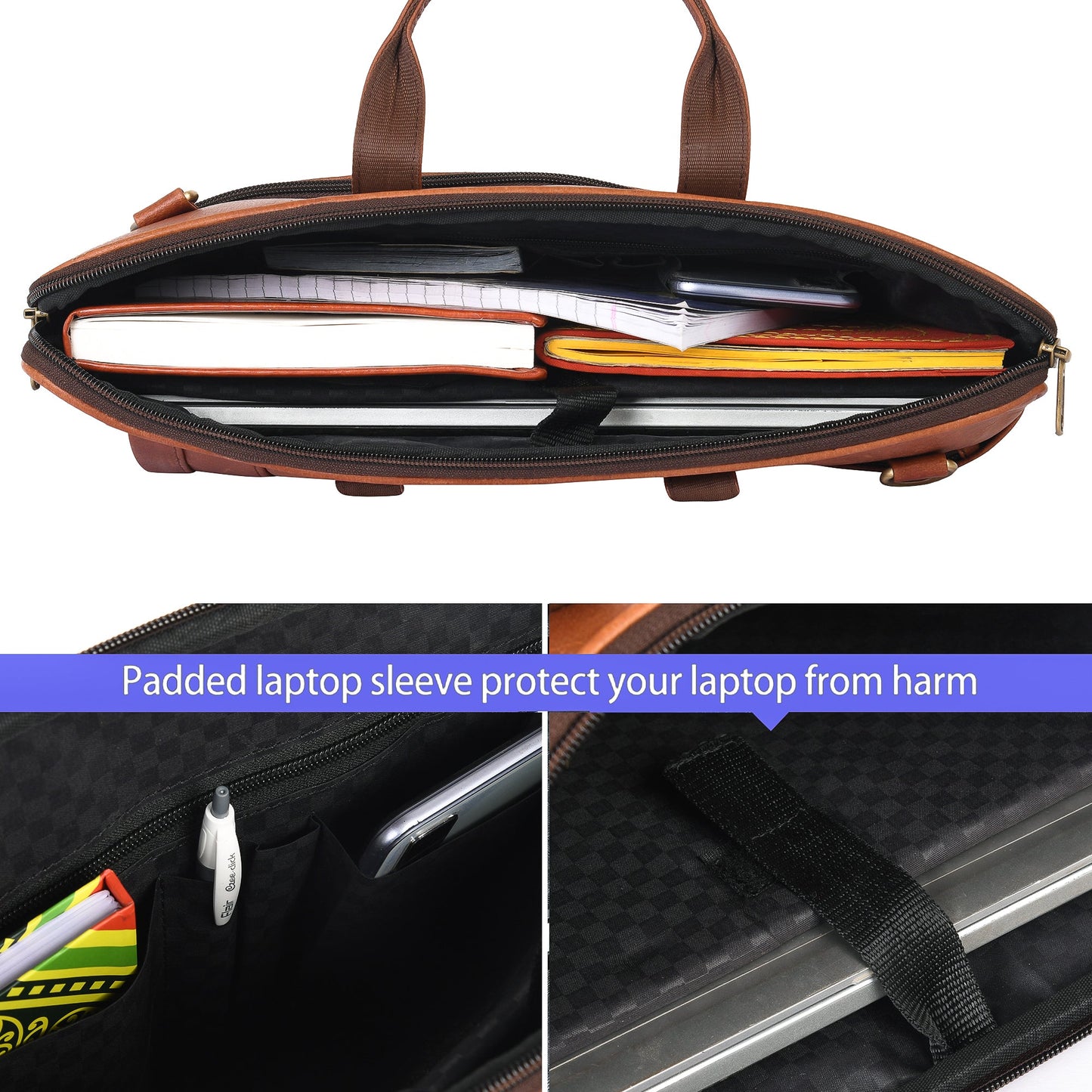 Genuine Leather Laptop/Office Bag for Men – Brown – Leather Laptop Bag – additional product photo | Leather Villa