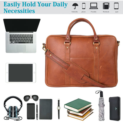 ARDAN Genuine Leather Laptop/Office Bag for Men | Fits Upto 15.6 inch Laptop/MacBook LV03D