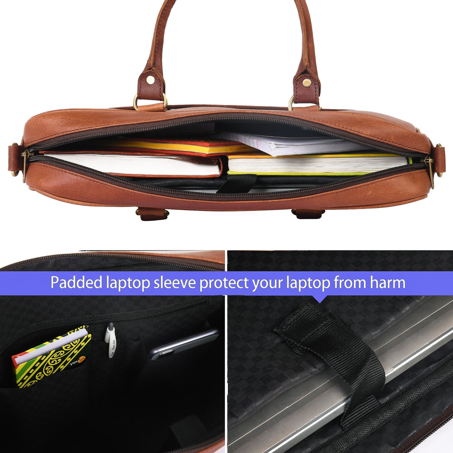 Genuine Leather Laptop/Office Bag for Men – Maroon – Leather Laptop Bag – additional product photo | Leather Villa