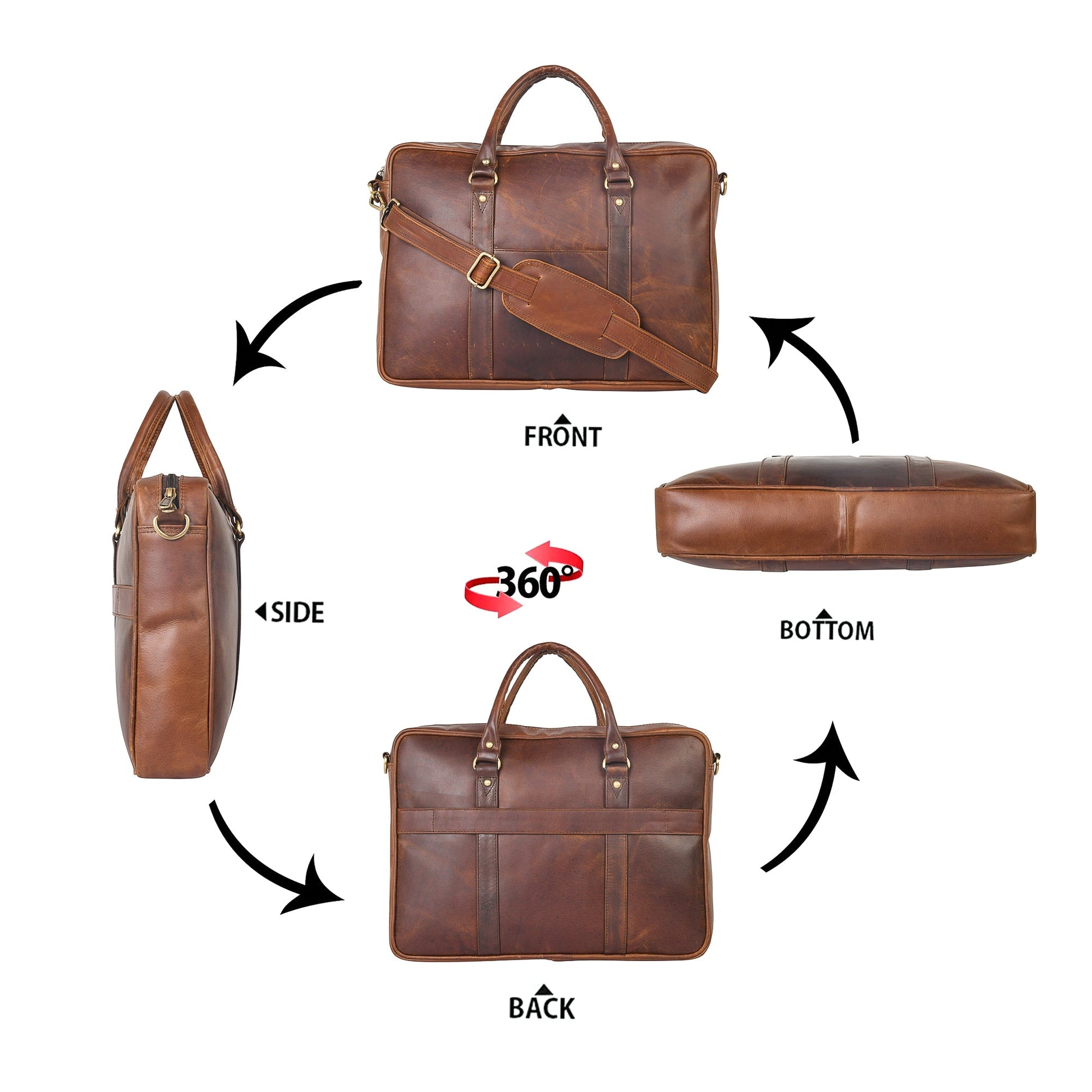 Genuine Leather Laptop/Office Bag for Men – Brown – Leather Laptop Bag – additional product photo | Leather Villa