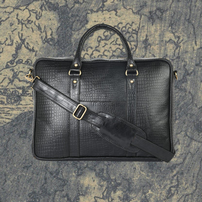 Genuine Leather Laptop/Office Bag for Men – Black Textured – Leather Laptop Bag – additional product photo | Leather Villa
