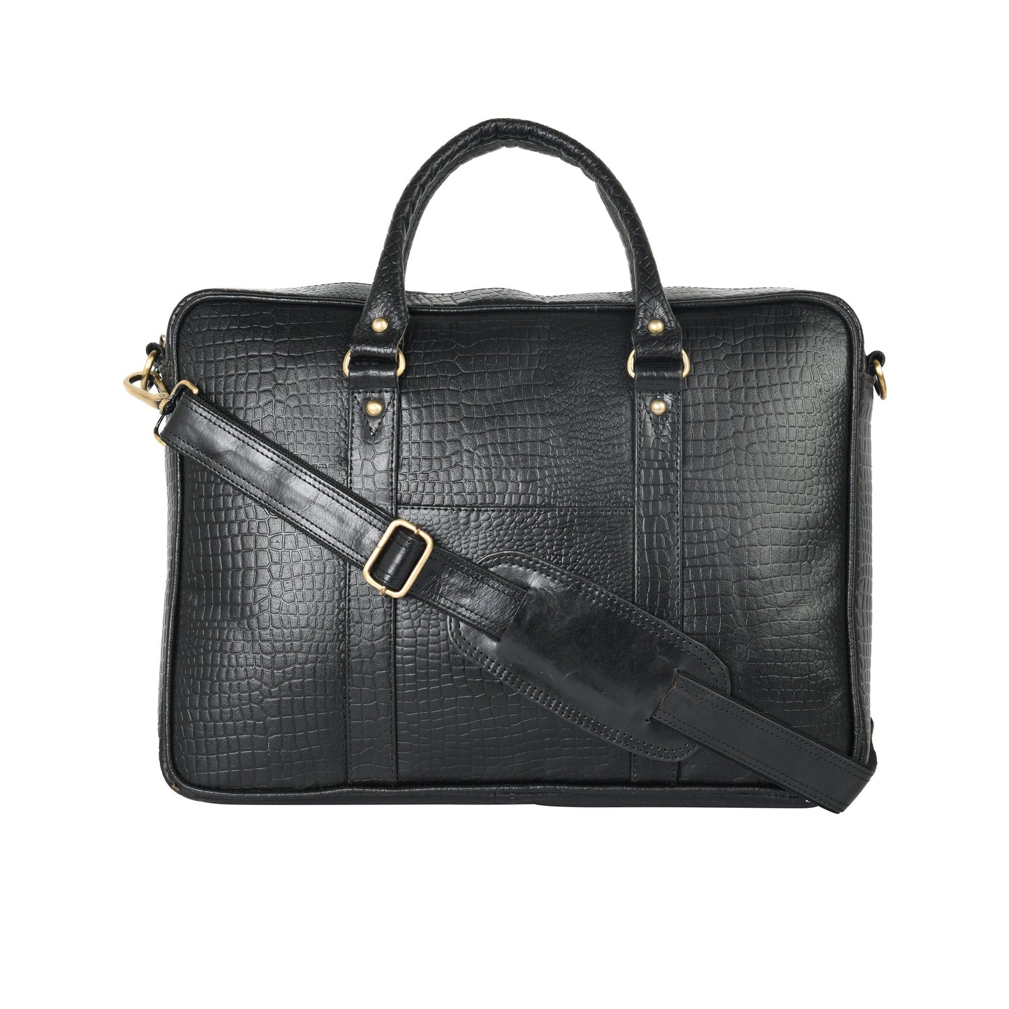 Genuine Leather Laptop/Office Bag for Men – Black Textured – Leather Laptop Bag – additional product photo | Leather Villa