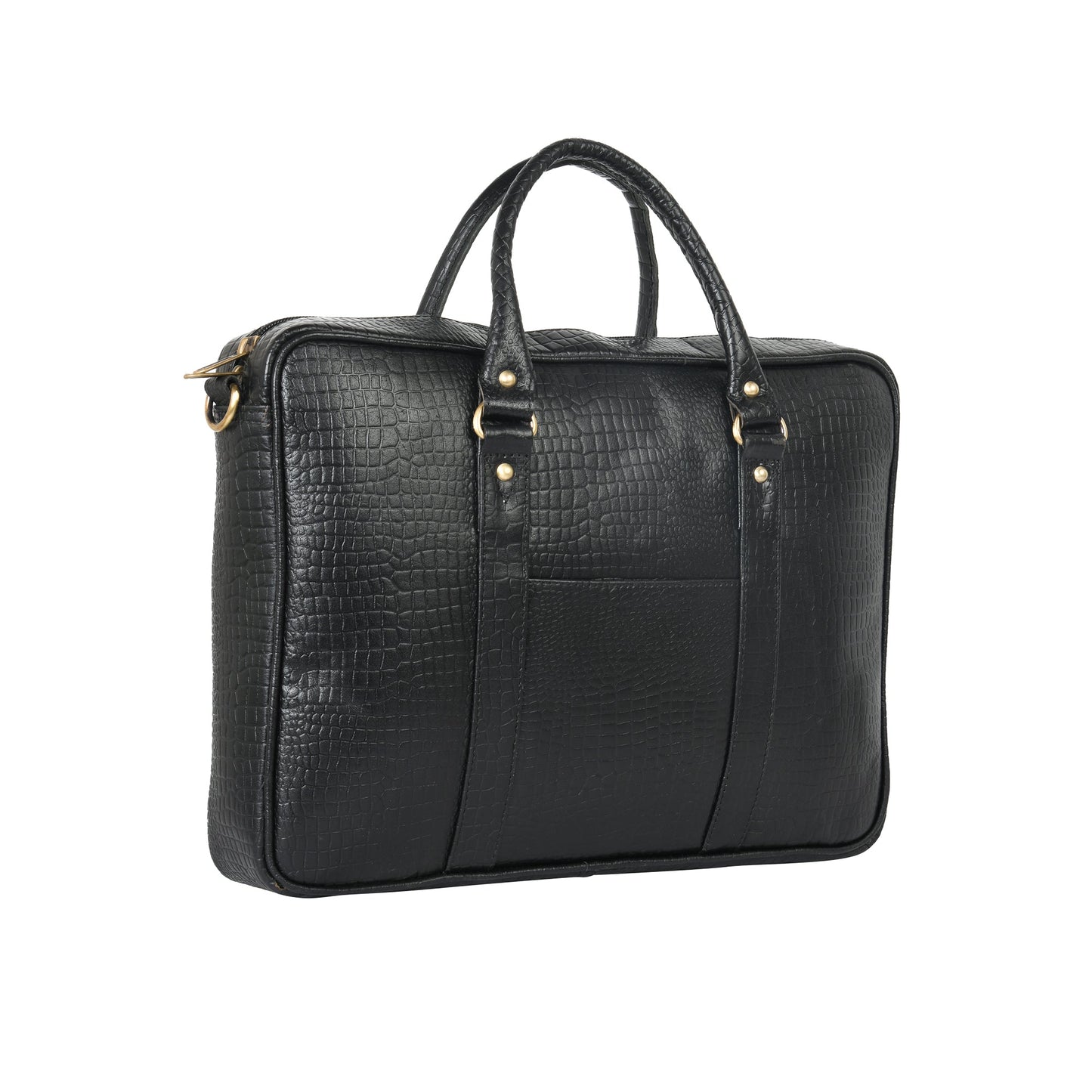 Genuine Leather Laptop/Office Bag for Men – Black Textured – Leather Laptop Bag – additional product photo | Leather Villa