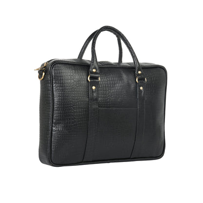 Genuine Leather Laptop/Office Bag for Men – Black Textured – Leather Laptop Bag – additional product photo | Leather Villa