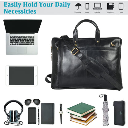 ARDAN Genuine Leather Laptop/Office Bag for Men | Fits Upto 15.6 inch Laptop/MacBook LV02D