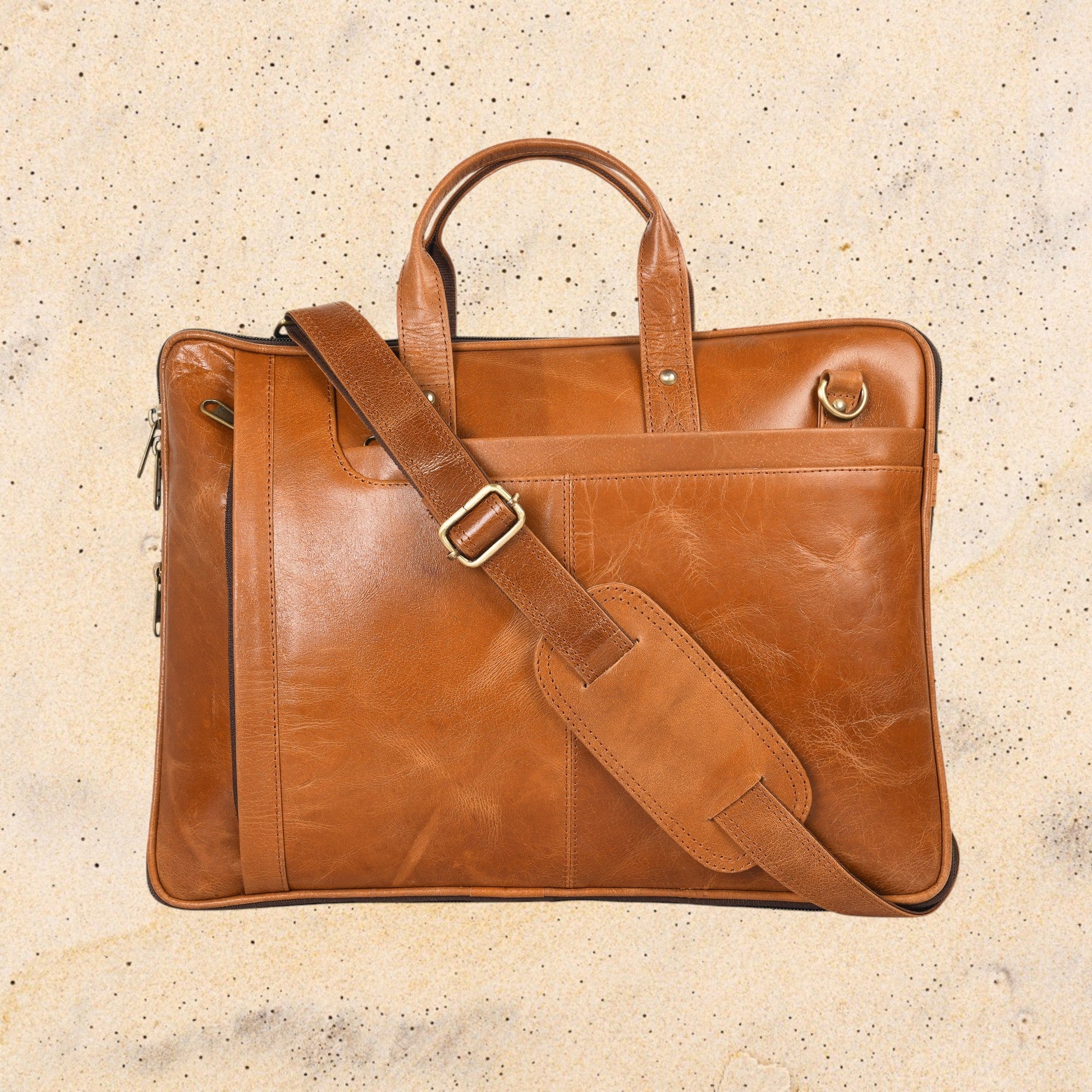 Genuine Leather Laptop/Office Bag for Men – Light Brown – Leather Laptop Bag – additional product photo | Leather Villa