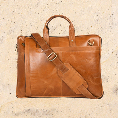 Genuine Leather Laptop/Office Bag for Men – Light Brown – Leather Laptop Bag – additional product photo | Leather Villa