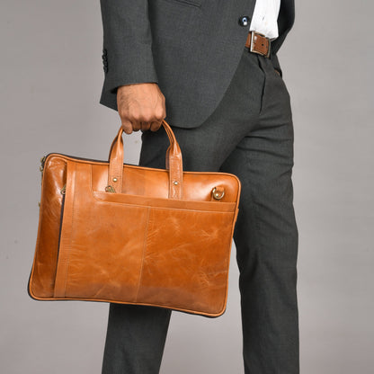 Genuine Leather Laptop/Office Bag for Men – Light Brown – Leather Laptop Bag | Leather Villa