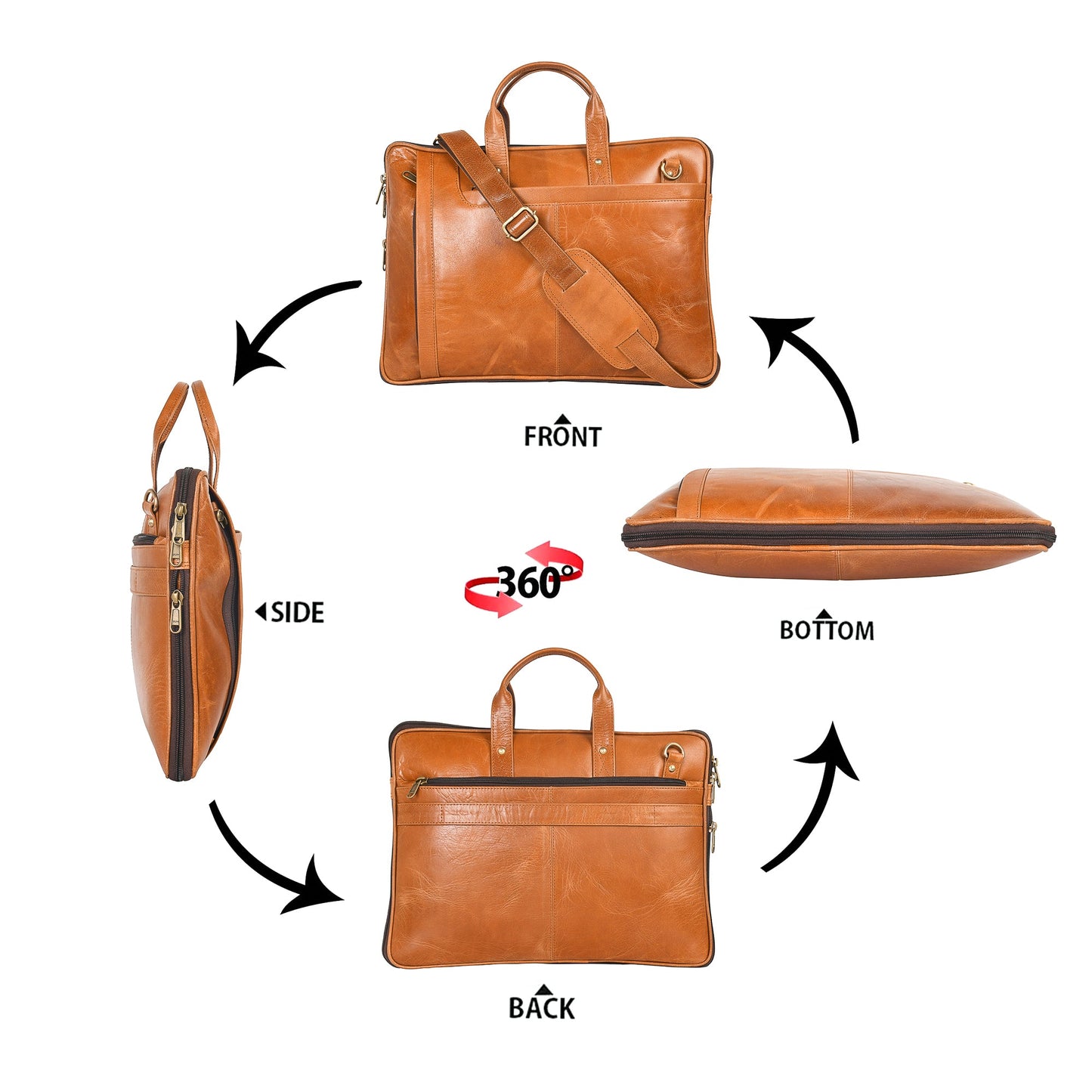 Genuine Leather Laptop/Office Bag for Men – Light Brown – Leather Laptop Bag – additional product photo | Leather Villa