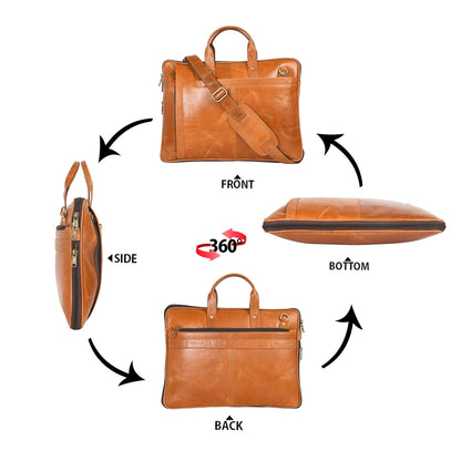Genuine Leather Laptop/Office Bag for Men – Light Brown – Leather Laptop Bag – additional product photo | Leather Villa