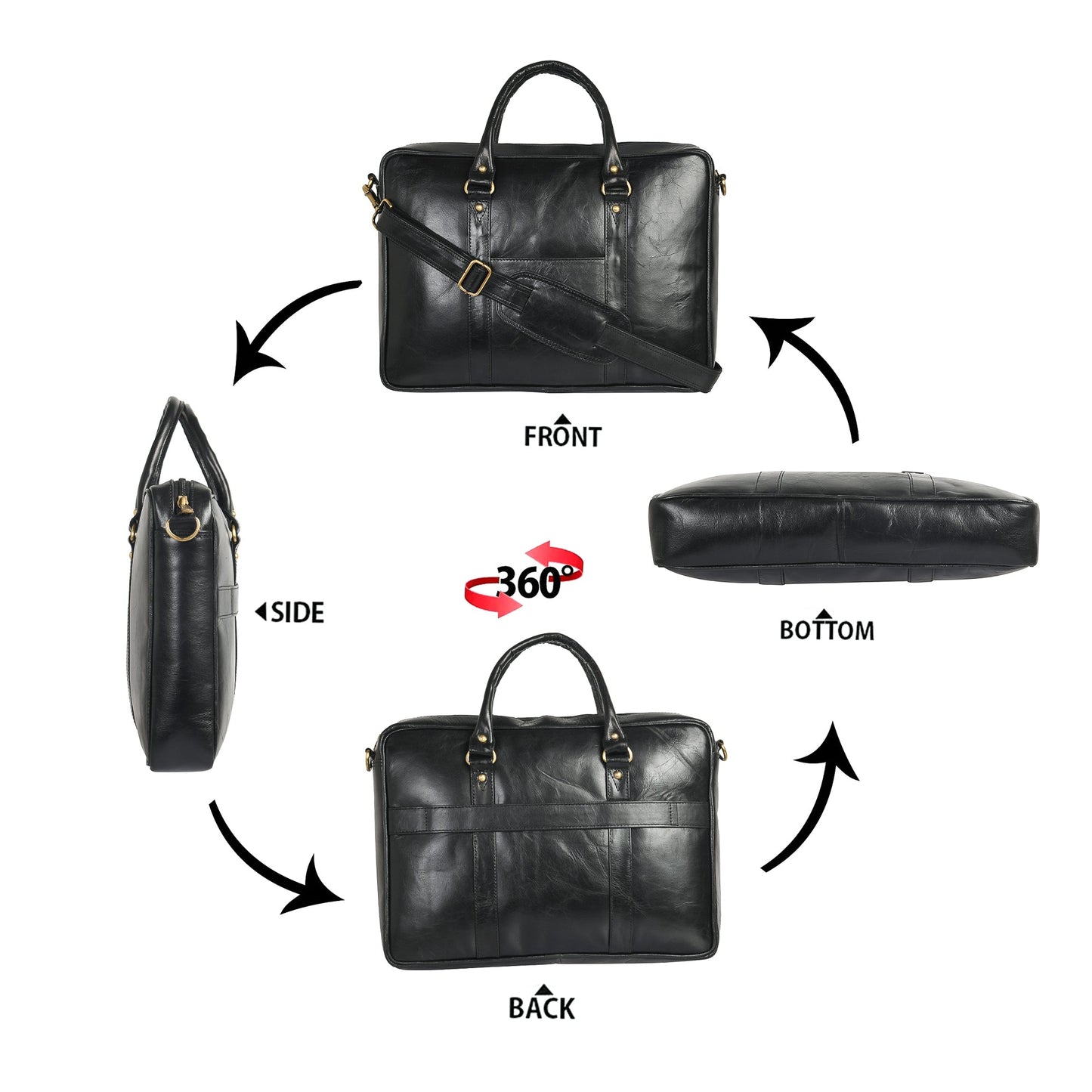 Genuine Leather Laptop/Office Bag for Men – Black – Leather Laptop Bag – additional product photo | Leather Villa