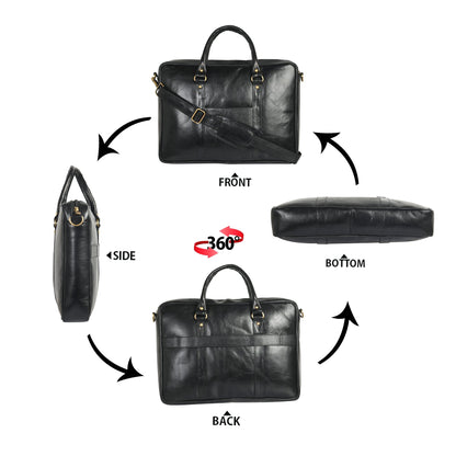 Genuine Leather Laptop/Office Bag for Men – Black – Leather Laptop Bag – additional product photo | Leather Villa