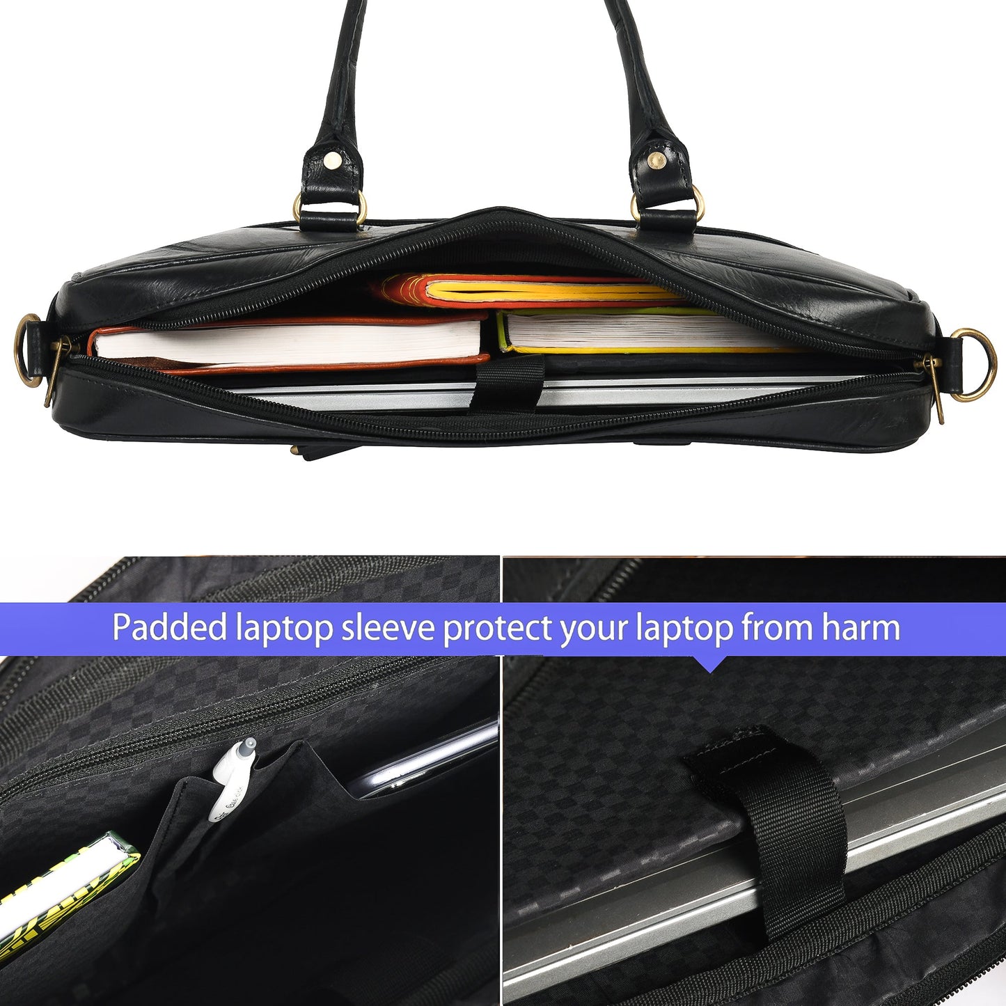 Genuine Leather Laptop/Office Bag for Men – Black – Leather Laptop Bag – additional product photo | Leather Villa