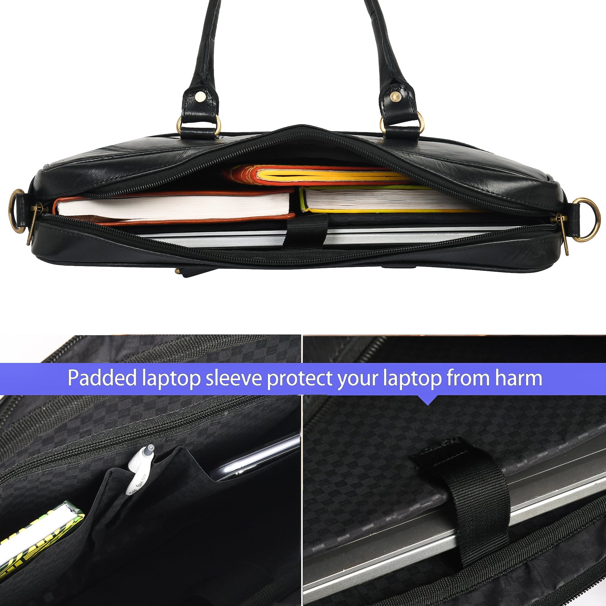 Genuine Leather Laptop/Office Bag for Men – Black – Leather Laptop Bag – additional product photo | Leather Villa