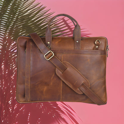 Genuine Leather Laptop/Office Bag for Men – Brown Crunch – Leather Laptop Bag – additional product photo | Leather Villa