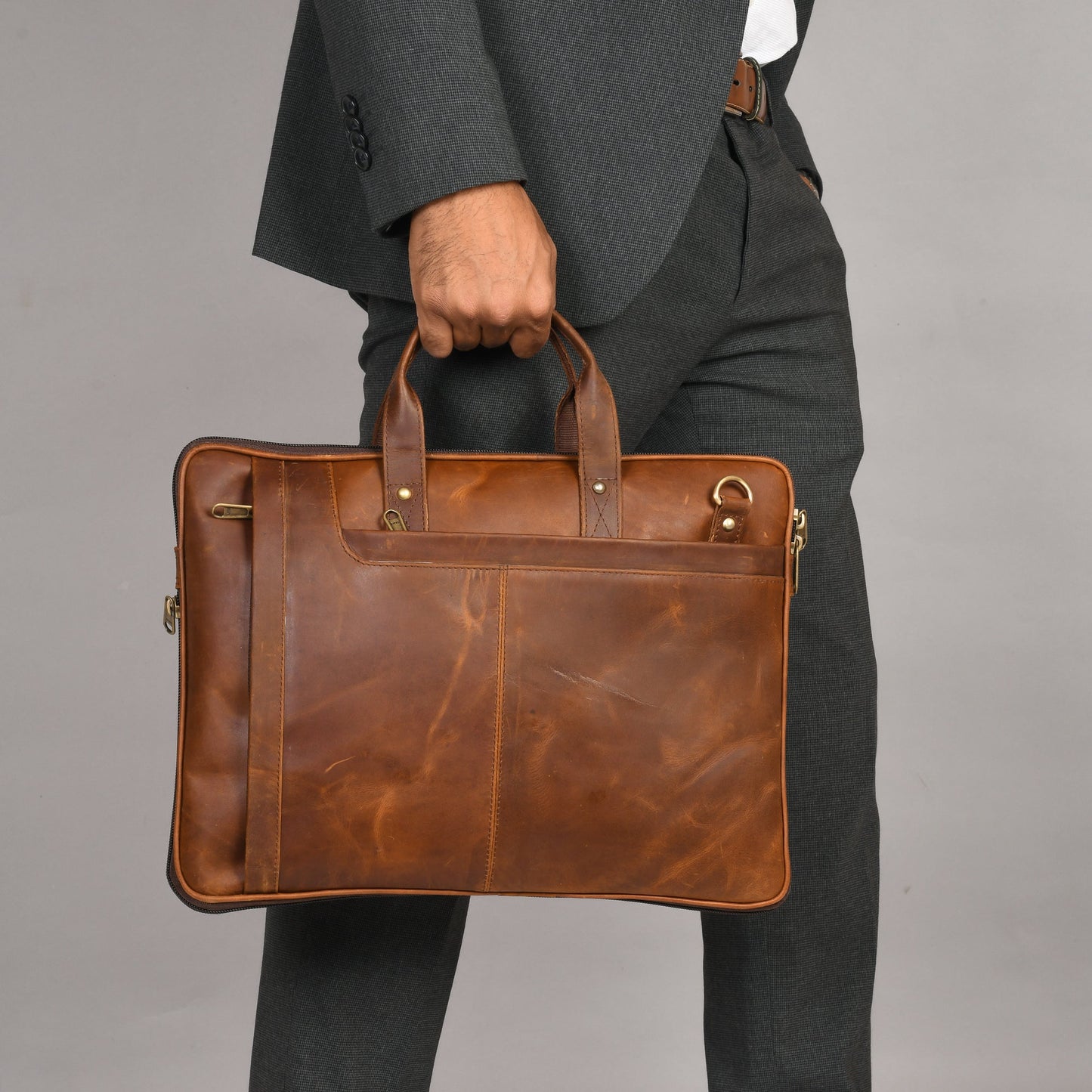 Genuine Leather Laptop/Office Bag for Men – Brown Crunch – Leather Laptop Bag | Leather Villa