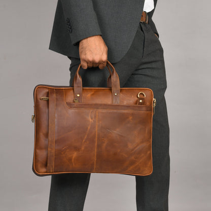 Genuine Leather Laptop/Office Bag for Men – Brown Crunch – Leather Laptop Bag | Leather Villa