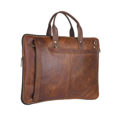 Genuine Leather Laptop/Office Bag for Men – Brown Crunch – Leather Laptop Bag – additional product photo | Leather Villa