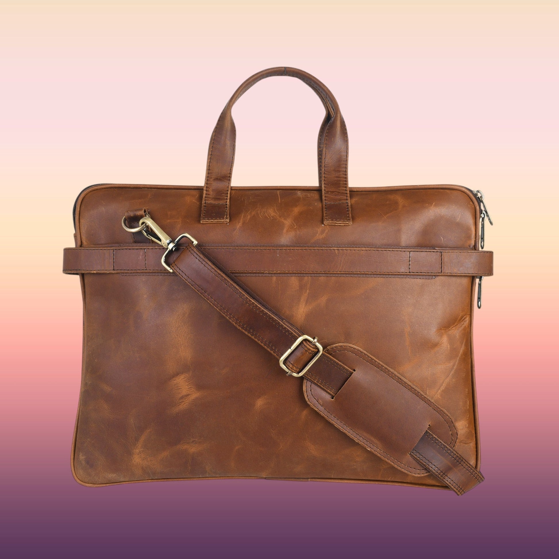Genuine Leather Laptop/Office Bag for Men – Brown Crunch – Leather Laptop Bag – additional product photo | Leather Villa