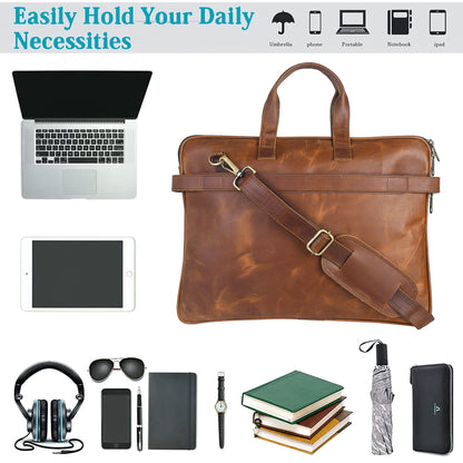 Genuine Leather Laptop/Office Bag for Men – Brown Crunch – Leather Laptop Bag – additional product photo | Leather Villa