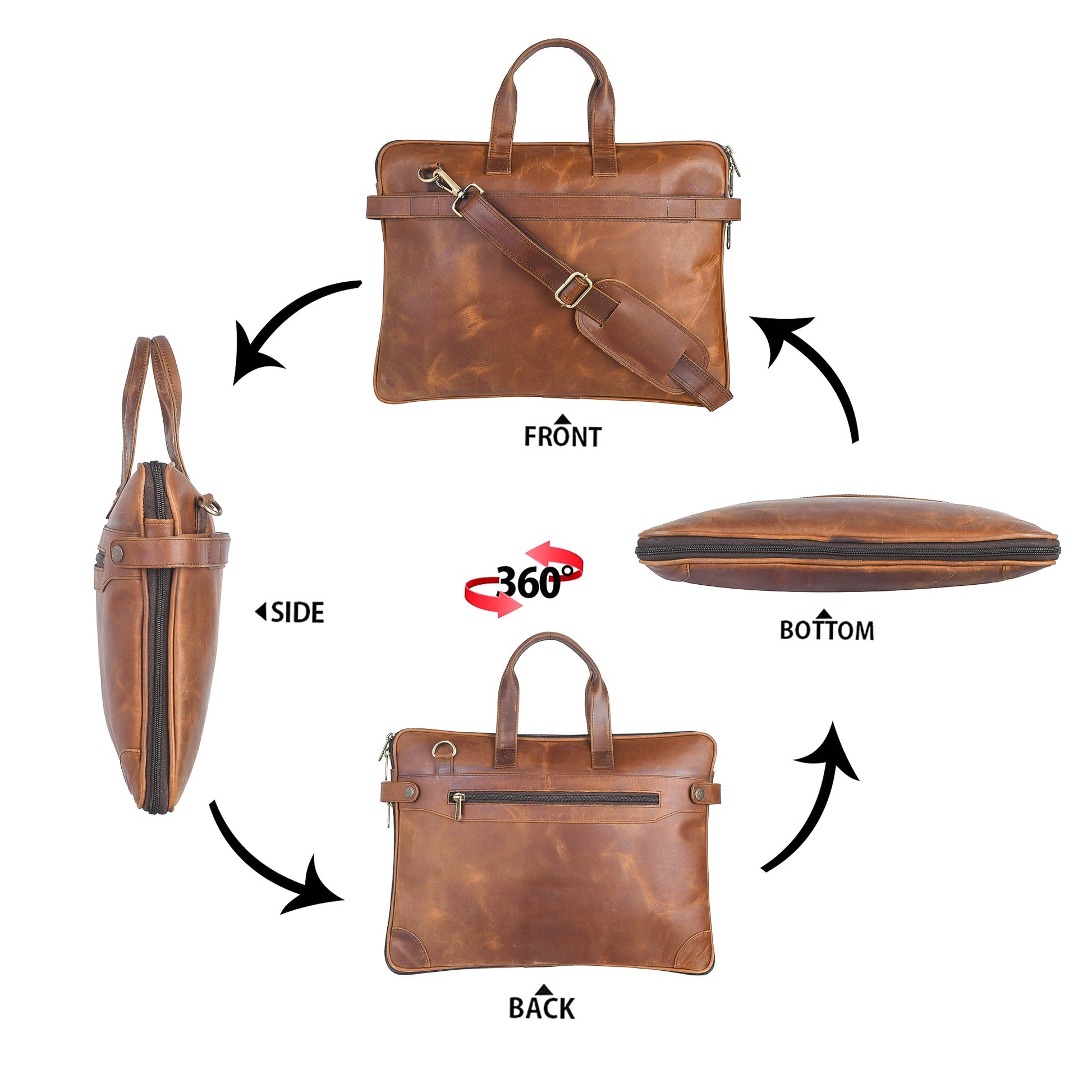 Genuine Leather Laptop/Office Bag for Men – Brown Crunch – Leather Laptop Bag – additional product photo | Leather Villa