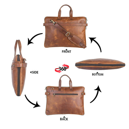Genuine Leather Laptop/Office Bag for Men – Brown Crunch – Leather Laptop Bag – additional product photo | Leather Villa