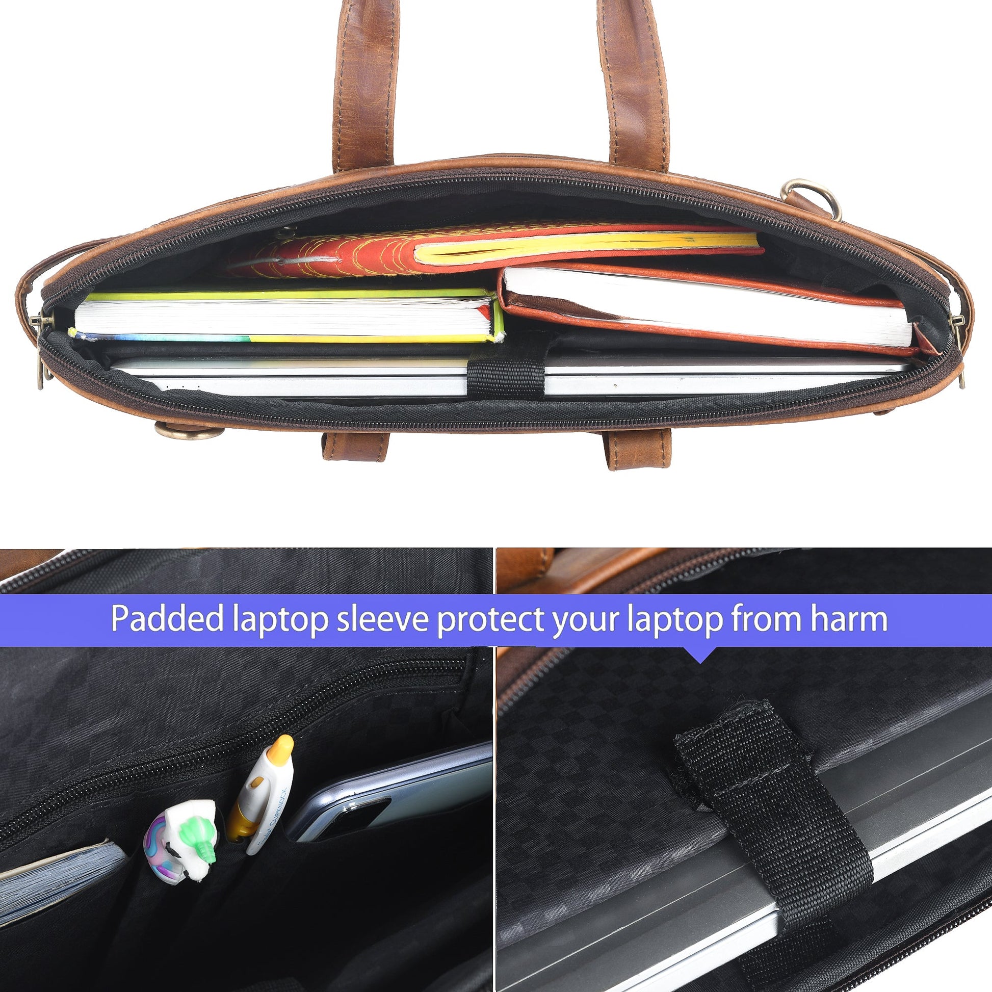 Genuine Leather Laptop/Office Bag for Men – Brown Crunch – Leather Laptop Bag – additional product photo | Leather Villa