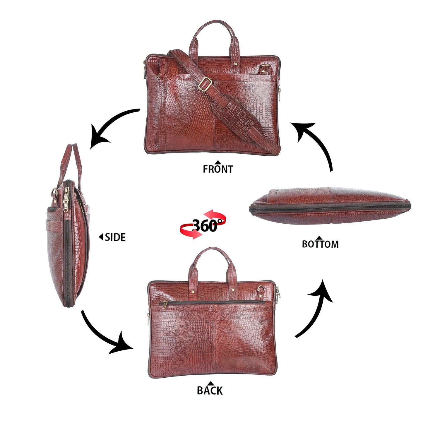 Genuine Leather Laptop/Office Bag for Men – Maroon – Leather Laptop Bag – additional product photo | Leather Villa