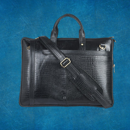 Genuine Leather Laptop/Office Bag for Men – Black Textured – Leather Laptop Bag – additional product photo | Leather Villa
