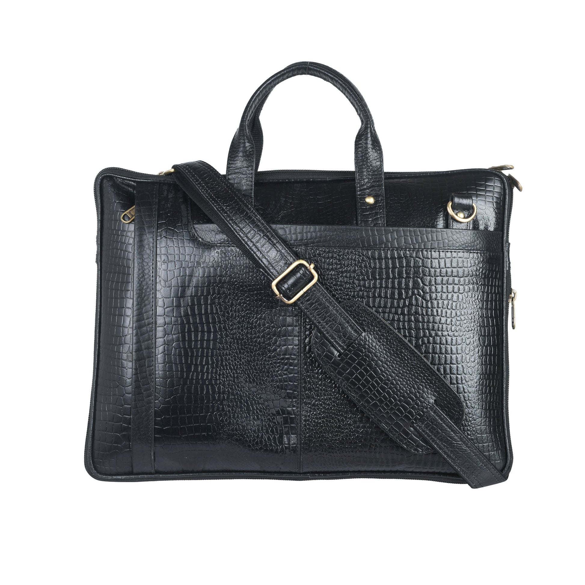 Genuine Leather Laptop/Office Bag for Men – Black Textured – Leather Laptop Bag – additional product photo | Leather Villa
