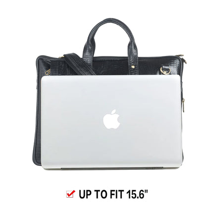 Genuine Leather Laptop/Office Bag for Men – Black Textured – Leather Laptop Bag – additional product photo | Leather Villa