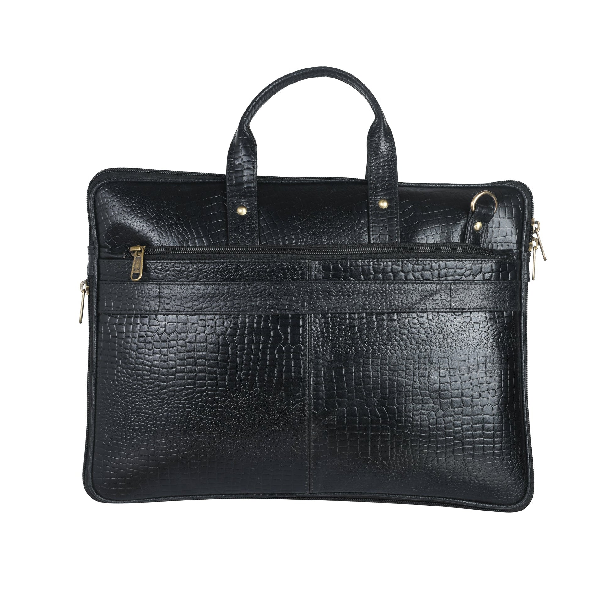 Genuine Leather Laptop/Office Bag for Men – Black Textured – Leather Laptop Bag – additional product photo | Leather Villa