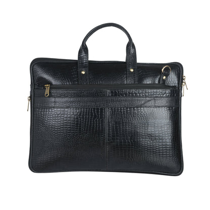 Genuine Leather Laptop/Office Bag for Men – Black Textured – Leather Laptop Bag – additional product photo | Leather Villa
