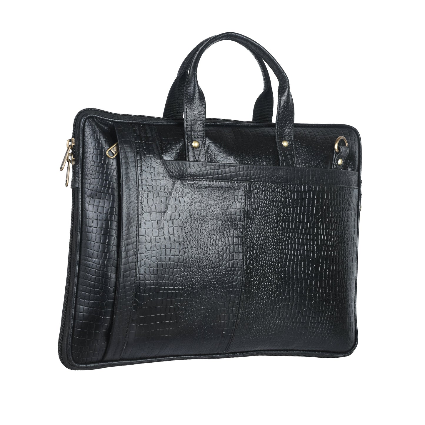 Genuine Leather Laptop/Office Bag for Men – Black Textured – Leather Laptop Bag – additional product photo | Leather Villa