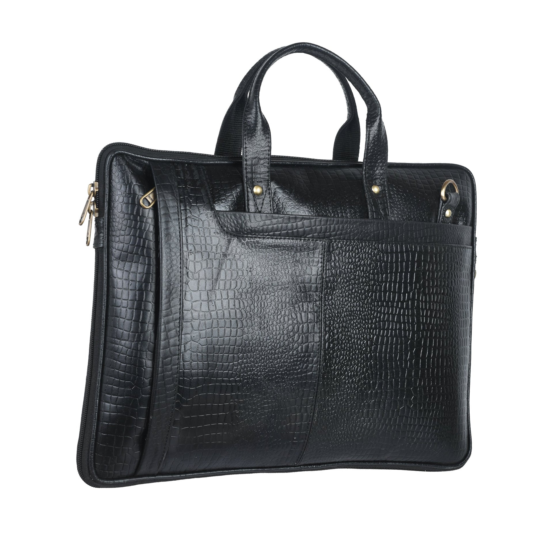 Genuine Leather Laptop/Office Bag for Men – Black Textured – Leather Laptop Bag – additional product photo | Leather Villa