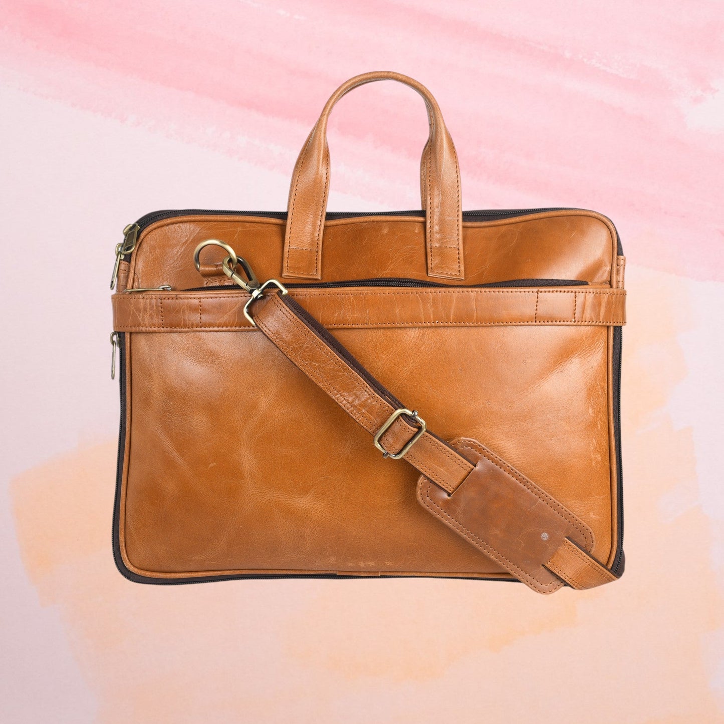 Genuine Leather Laptop/Office Bag for Men – Light Brown – Leather Laptop Bag – additional product photo | Leather Villa