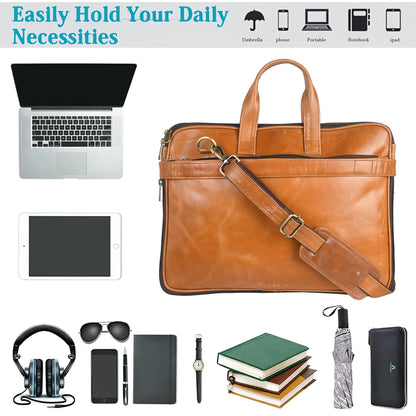 Genuine Leather Laptop/Office Bag for Men – Light Brown – Leather Laptop Bag – additional product photo | Leather Villa