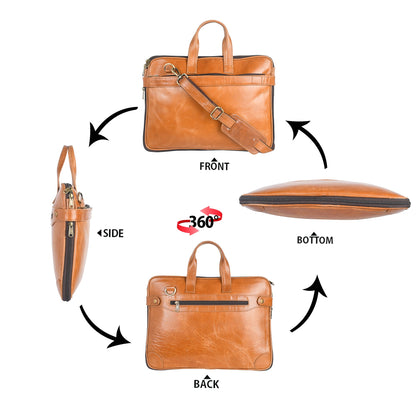 Genuine Leather Laptop/Office Bag for Men – Light Brown – Leather Laptop Bag – additional product photo | Leather Villa