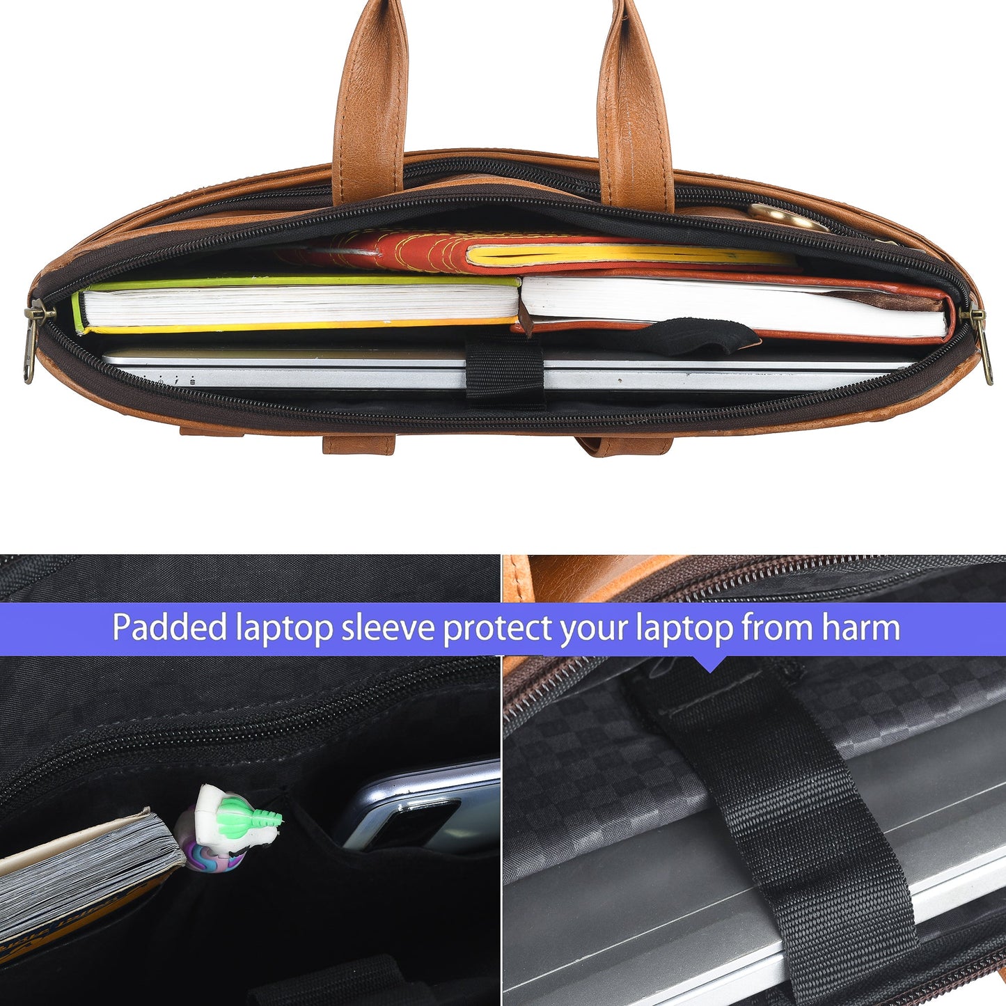 Genuine Leather Laptop/Office Bag for Men – Light Brown – Leather Laptop Bag – additional product photo | Leather Villa