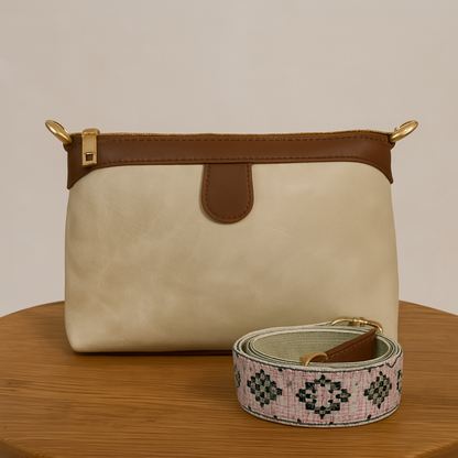 Ardan Beige Sling Bag Crossbody Double Color Bag for Girls & Women – Women's HandBag/Sling Bag – additional product photo | Leather Villa
